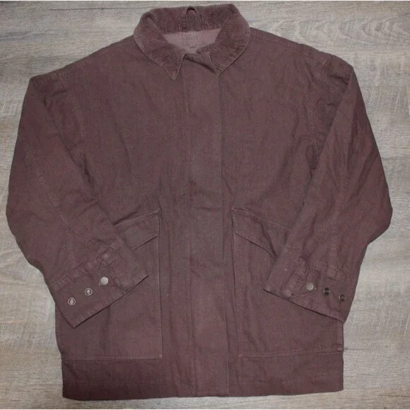 NWT MATE THE LABEL WOMEN'S COTTON CANVAS CHORE JACKET BROWN $220 - Picture 2 of 9